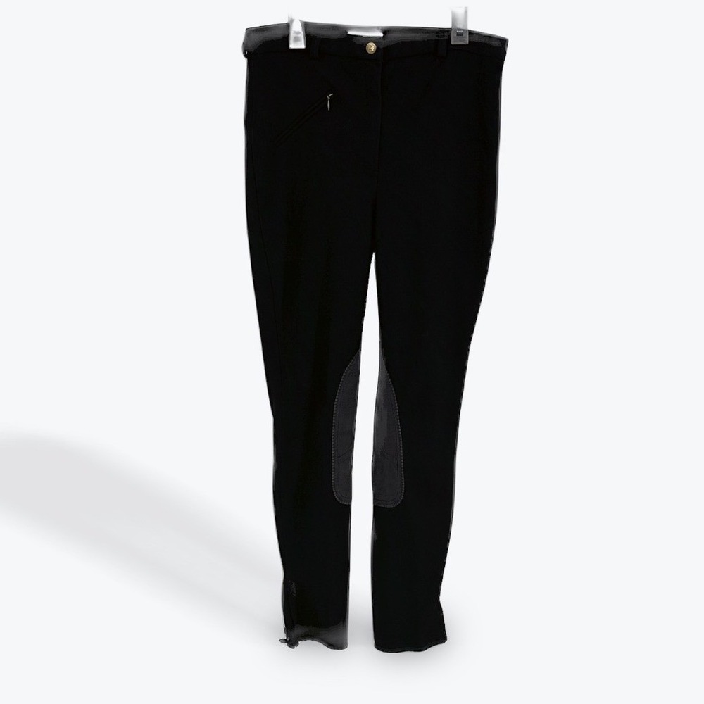 Tuff Rider Black Knee Patch Breeches Front Zip Ladies Size 30 Long